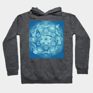 Butterflies and mystical mandala on blue Hoodie